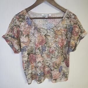 Romantic Floral Unconventional Lace Short Sleeve Blouse Forever 21 Size Medium